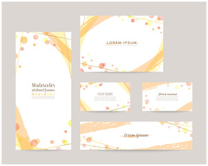 leaflet cover, card, business cards, banner design templates set (orange)