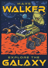 Mars walker flyer colorful vintage