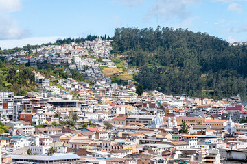 Naklejka premium panoramic view of quito old town, ecuador