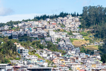 Fototapeta na wymiar panoramic view of quito old town, ecuador