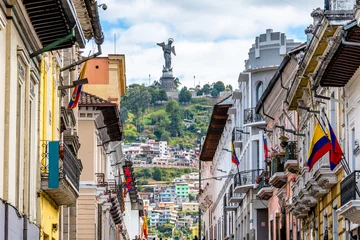 Fotobehang street view of quito old town, ecuador © jon_chica