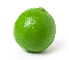 Fresh lime isolated on white background, single, clipping path, cut out