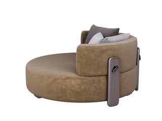 3d Furniture modern fabric round single sofa isolated on a white background