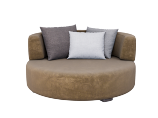3d Furniture modern fabric round simgle sofa isolated on a white background