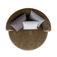 3d Furniture modern fabric round single sofa isolated on a white background