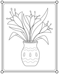 Beautiful flowers in pots suitable for coloring book vector illustration