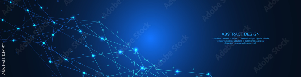 Wall mural abstract technology background of global network connection and communication with connecting the do