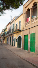 Fototapeta na wymiar Typical street of a small and quiet Majorca town