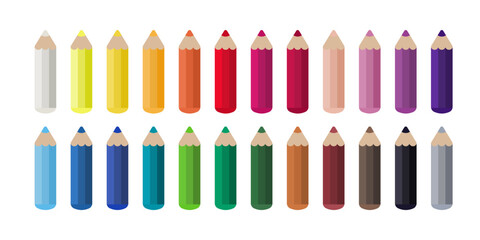 Kolorowa kredka. Zestaw 24 ołówków w różnych barwach. Przybory szkolne, artykuły papiernicze, kreatywność, hobby, narzędzie artystyczne. - obrazy, fototapety, plakaty