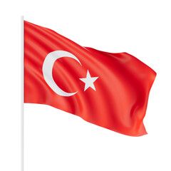 Turkey flag realistic waving for design on independence day or other state holiday. 3D Illustration