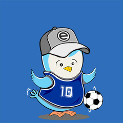 Little Bird Maskot  On Sport Exercise, Cute, Colorfull and Pastel Colour Background