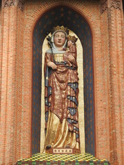 virgin mary statue in marienburg castle in malbork, poland