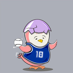 Little Bird Maskot  On Sport Exercise, Cute, Colorfull and Pastel Colour Background