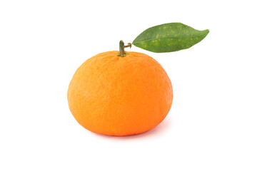 Tangerine with leaf isolated on white