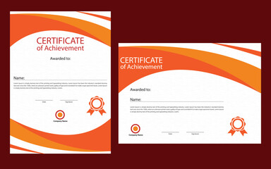 Certificate template in flat style, red color, Modern Certificate Template Vector Design