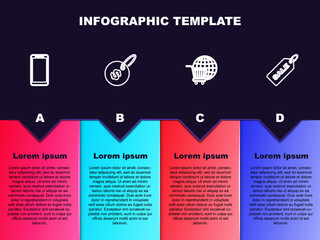 Set line Smartphone, mobile phone, Price tag with dollar, Shopping cart globe and Sale. Business infographic template. Vector