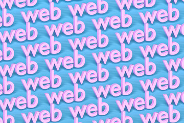 3d illustration of pink web word on blue background