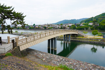 Fototapeta na wymiar Tachibana bridge on the Uji rover, Kyoto, Japan