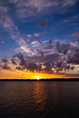 Fototapeta na wymiar starburst sunrise over SIlver Lake