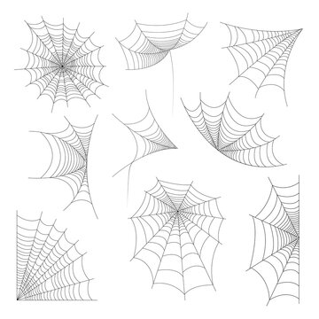 Spider webs set. Spider web collection for halloween vector illustration