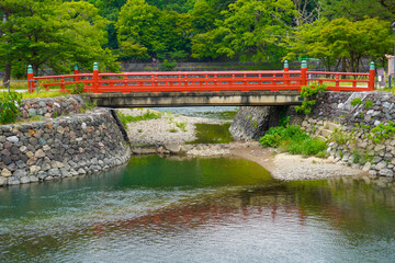 Uji river and To no Shima, Tachibanajima Island in Uji, Kyoto, Japan