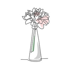 Vector illustration of a flower in a vase in line art style