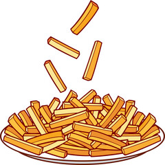 French fries on a plate png illustration