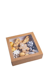 box with christmas cookies isolate