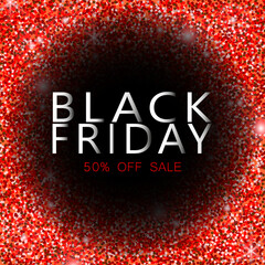 Black Friday Sale banner, card, poster. Black Friday Sale 50% off.