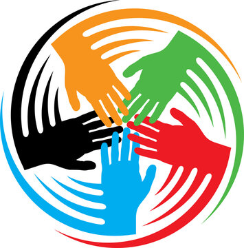 Teamwork Hands Icon (people Connected Symbol) Png Illustration