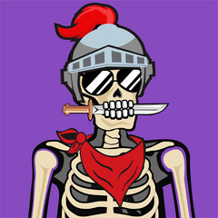 Skull Art, action figure of Skull with different fashion property used posses on colorfull background 