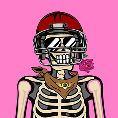 Skull Art, action figure of Skull with different fashion property used possed on colorfull background  