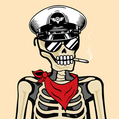 Skull Art, action figure of Skull with different fashion property used possed on colorfull background  