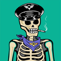 Skull Art, action figure of Skull with different fashion property used possed on colorfull background  