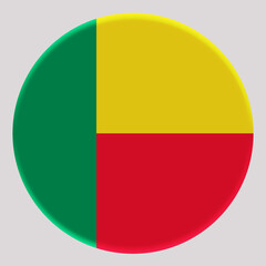 3D Flag of Benin on a avatar circle background.