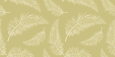 Bird Feather Hand Drawn Seamless Pattern Background Illustration