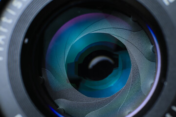 camera lens aperture close up