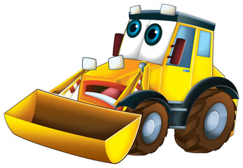 Naklejka premium Cartoon funny excavator isolated illustration for children