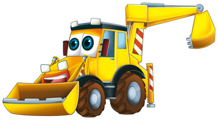 Naklejka premium Cartoon funny excavator isolated illustration for children