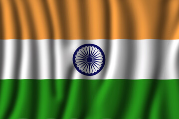 Waving India Flag in beautiful 3d Illustration