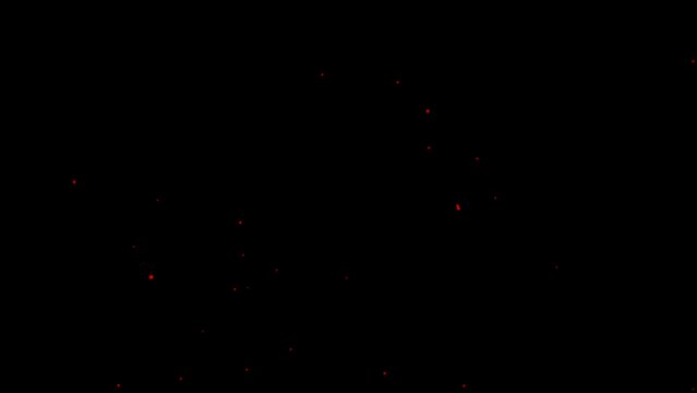 Floating fire sparks. Isolated rising glow particles. Slow motion. Black Background. Loop. 59,94 fps