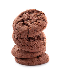 Chocolate cookies on white backgrounds .Healthy traditional food.