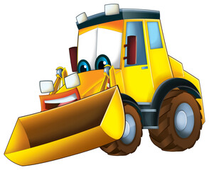 Naklejka premium Cartoon funny excavator isolated illustration for children