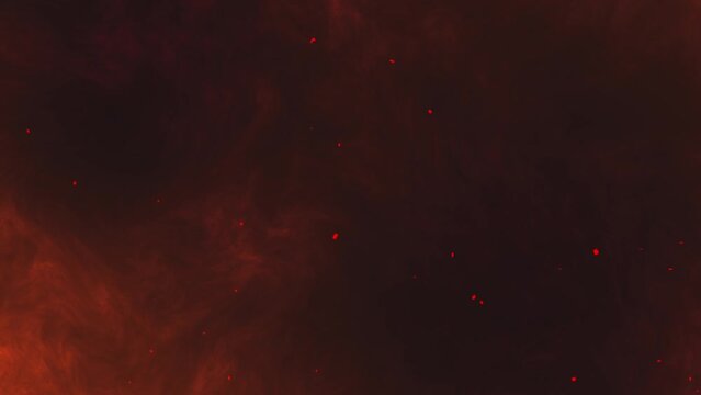 Fire sparks. Red smoke. Rising glow sparks. Slow motion. Black Background. Loop. 29,97 fps