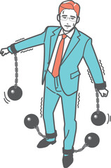 鎖につながれたビジネスマン