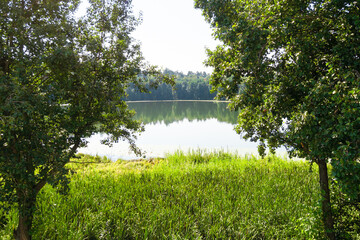 lake in forest on hot summer day near Raifa Bogoroditsky Monastery, Russia