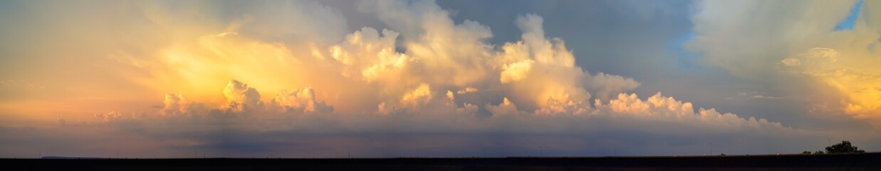Panorama of Dramatic vibrant color with cloud of sunrise