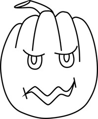 Pumpkin face. Monster. Pumpkin for Halloween. Sketch of a pumpkin. Happy Halloween. Elements for fall decor and Halloween invitation.