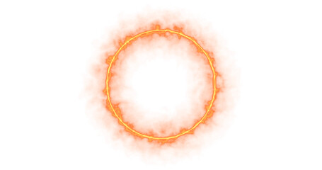footage solar fire portal ring, circle on alpha channel and black background. Abstract yellow orange particle portal. rotation of the ring, the glow in a circle. Motion graphics.