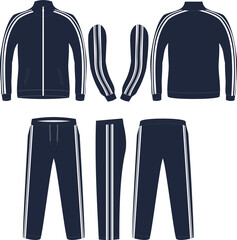 Track Top Side Stripe and Track Bottoms Side Stripe Mock up Vectors 
